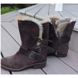 Andrew Marc Hudson brown Suede Buckle boots 6.5  Size 6 1/2